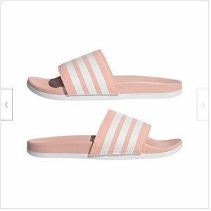 Adidas Adilette Comfort Slides Slip On Pink/White Womens Shoes GV9739 Size 8